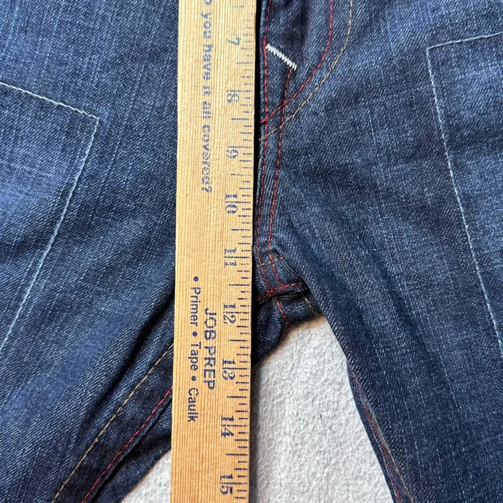 Vintage True Religion Jeans Mens 38 Blue Straight Distressed Bandana Patch USA